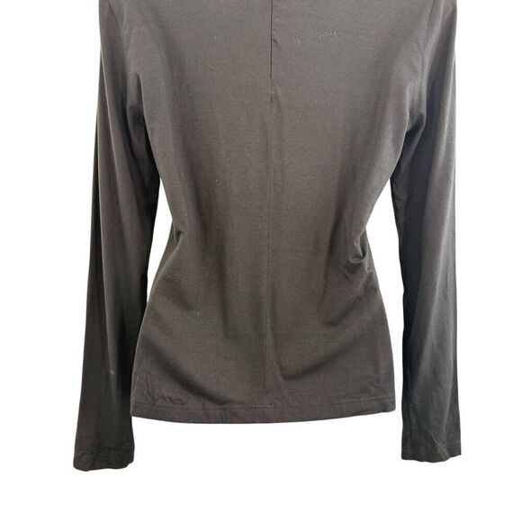 Akris Punto Knit Top Size 10 Cotton Mock Neck Black Pullover Back Zip - Picture 11 of 16